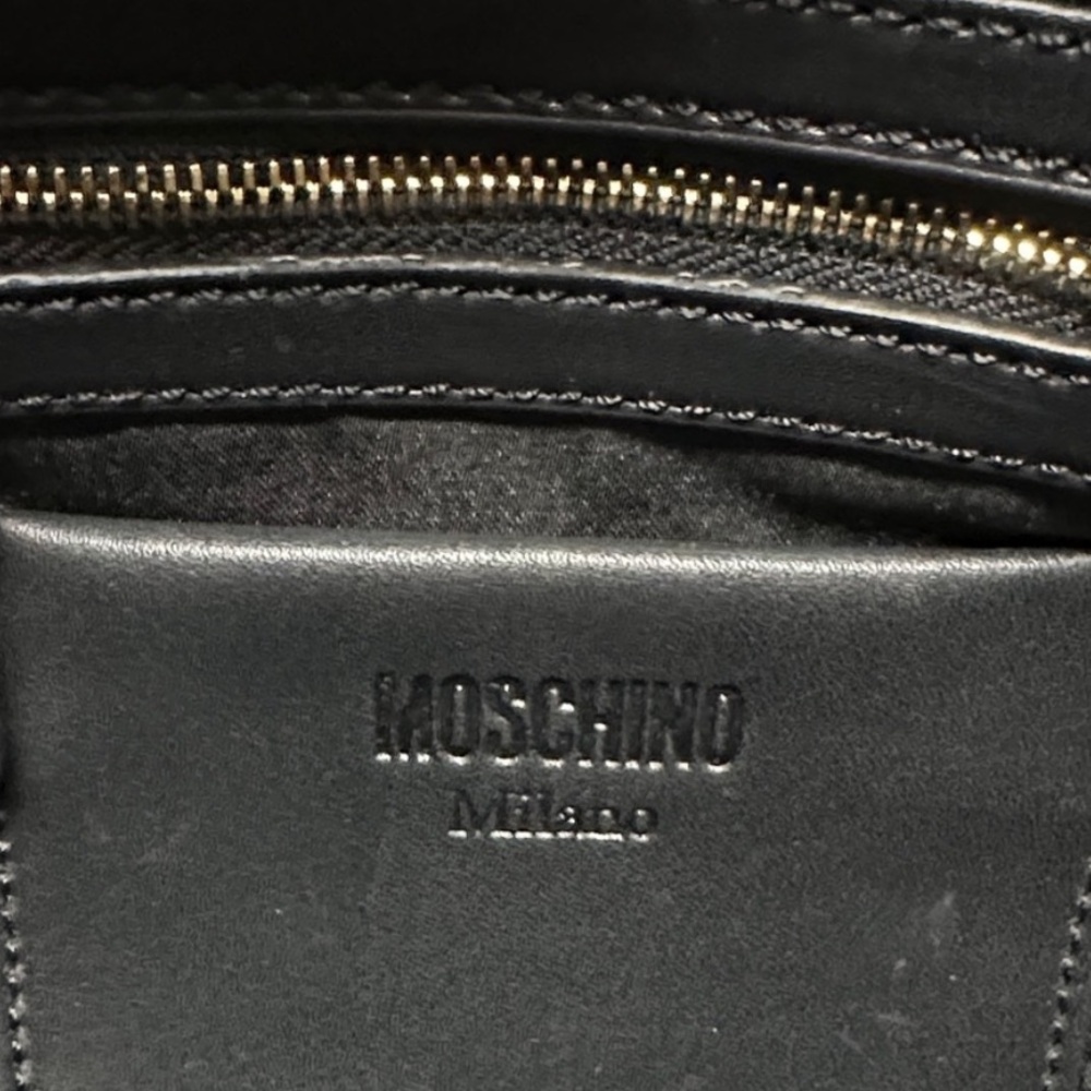 MOSCHINO Quilted Bum Bag Waist Bag Fanny Pack Black Large Gold Logo + Bag Charm - Picture 8 of 14